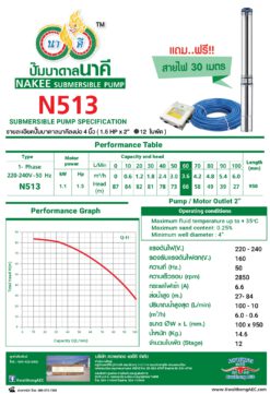 ปั๊มบาดาล 3 นิ้ว N513 นาคี
